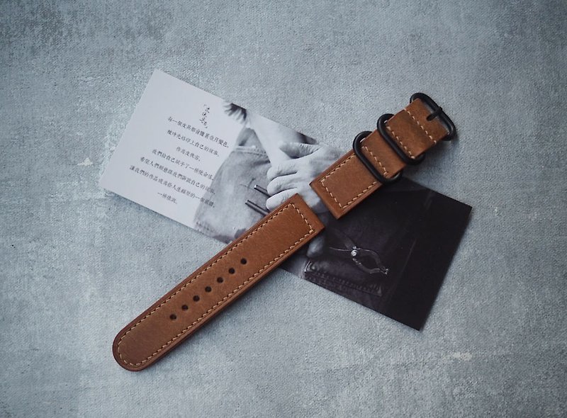 Pure handmade cowhide frosted yellow brown strap length and width can be customized color style can be customized can be engraved - Watchbands - Genuine Leather Brown