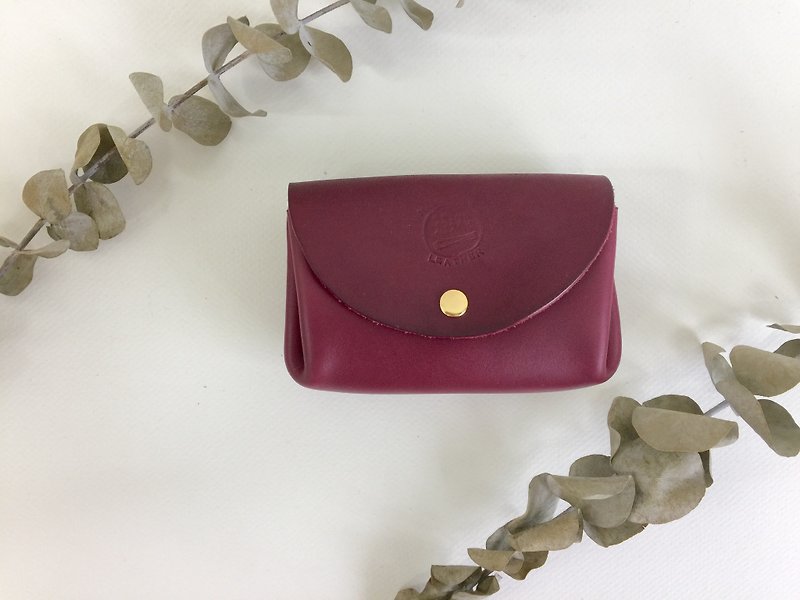 畢業禮物 迷人紫優雅皺褶包 皮革手工縫製 Pocket Case - 銀包 - 真皮 紫色