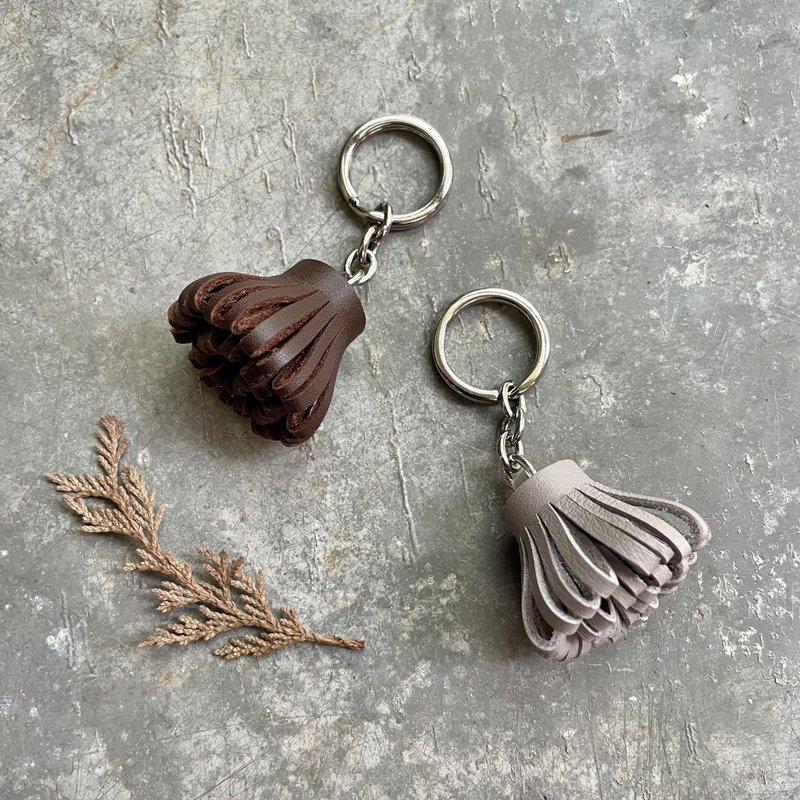 Small Leather Tassel Tassel 2.5cm Customized Gift - Charms - Genuine Leather Brown