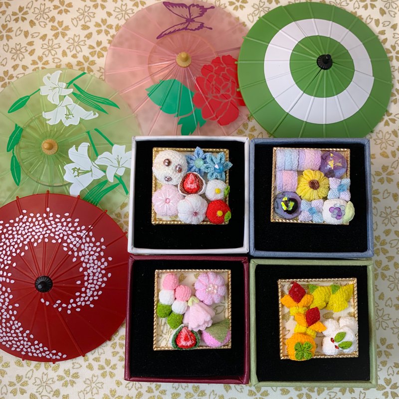 (點心 和菓子) 細工布花 髮飾馬尾扣/項鍊 趣緻可愛 和風 - 髮圈/髮夾 - 其他人造纖維 