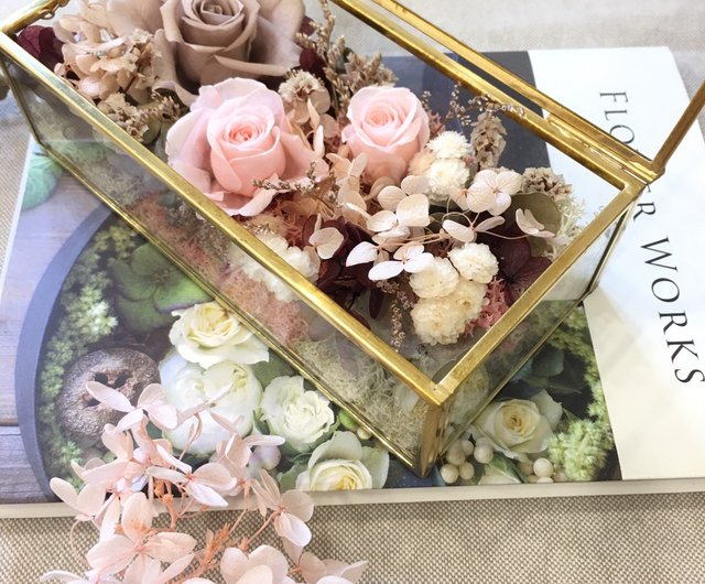 プリザーブドフラワーグラスジュエリーフラワーボックス
