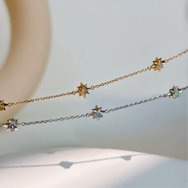 NEW Opal Stone[Moonfall Stars] s925 sterling silver bracelet || Exclusive edition - สร้อยข้อมือ - เงินแท้ สีกากี