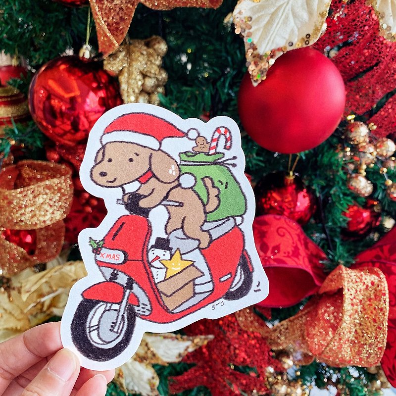 臘腸狗聖誕老條公公造型聖誕卡片 交換禮物 - 卡片/明信片 - 紙 紅色