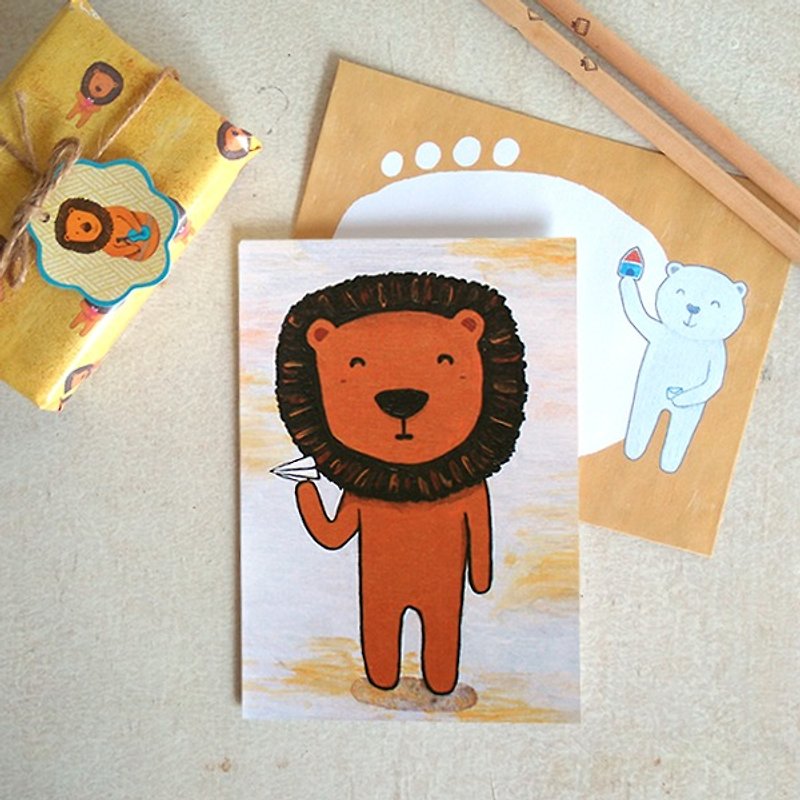 Universal Card | paper airplane lion - Cards & Postcards - Paper Multicolor