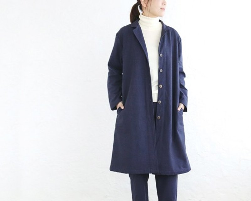 Pinkoi 代購 - 輕量保暖 ◎ 秋、冬、春皆可使用的粗花呢風格棉質大衣 可套裝（海軍藍）CO04。 - 女大衣/外套 - 棉．麻 