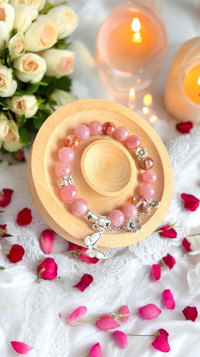 [Morning Rose] Popular Love Purple Horse Pink Gum Flower Crystal Bracelet - Bracelets - Crystal Pink