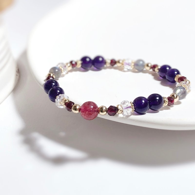 Amethyst, White Crystal, Labradorite, Strawberry Crystal Natural Stone Bracelet - Bracelets - Crystal 