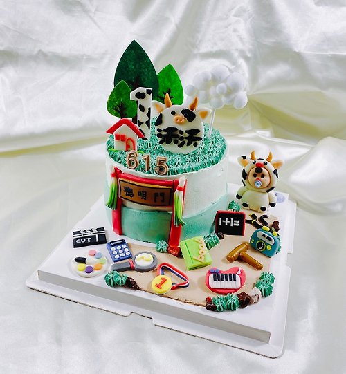 GJ.cake 抓週 滿周歲 生日蛋糕 造型翻糖蛋糕 客製化 寶寶 手繪 6吋 面交