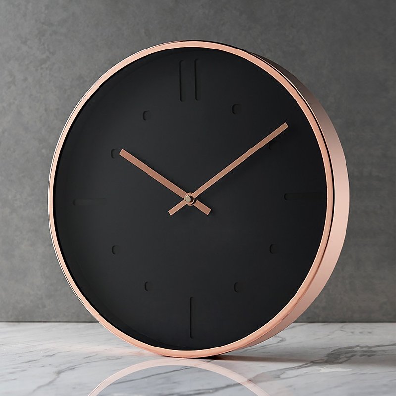 3D - Black Ink Rose Gold Silent Wall Clock Silent/Made in Taiwan - Clocks - Rose Gold Black