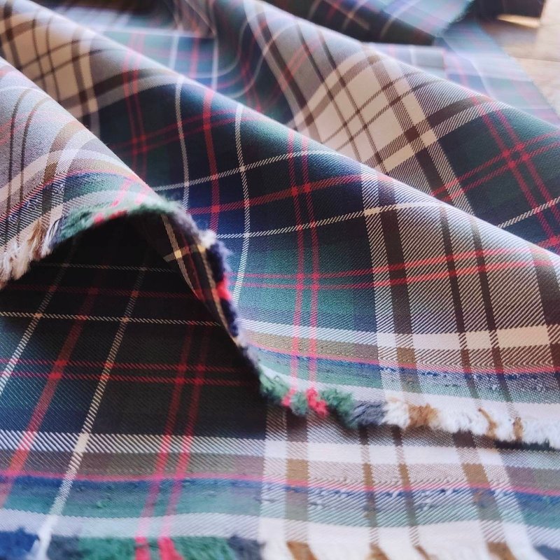 Highland Twilight 高地暮光 經典蘇格蘭格紋 純棉 斜紋布 - 編織/刺繡/羊毛氈/縫紉 - 棉．麻 綠色