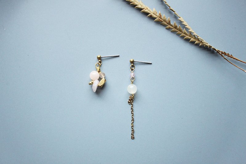 Tender - earring  clip-on earring - Earrings & Clip-ons - Stone Pink