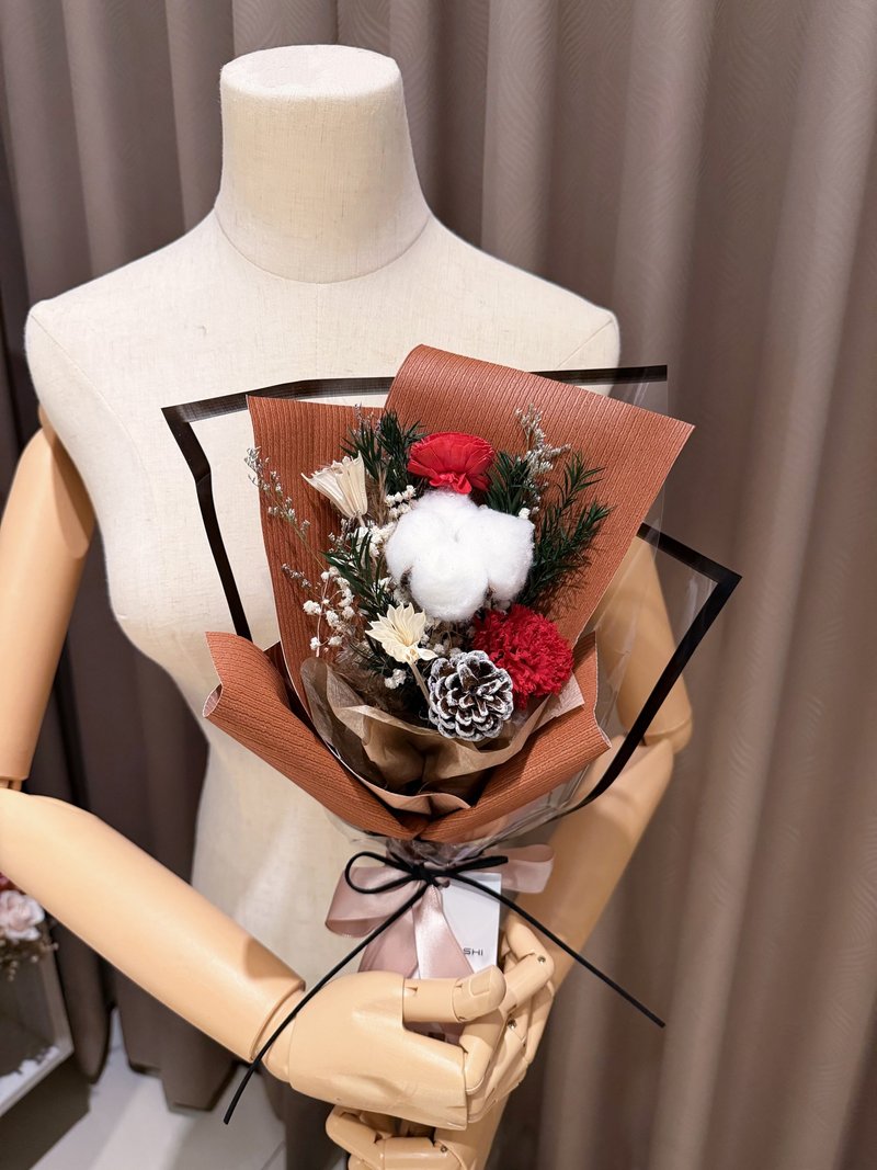 Christmas Bouquet, Pine Cone Bouquet, Cotton Bouquet, Preserved Flower Bouquet, Dried Flower Bouquet, Valentine's Day Bouquet - ช่อดอกไม้แห้ง - พืช/ดอกไม้ หลากหลายสี