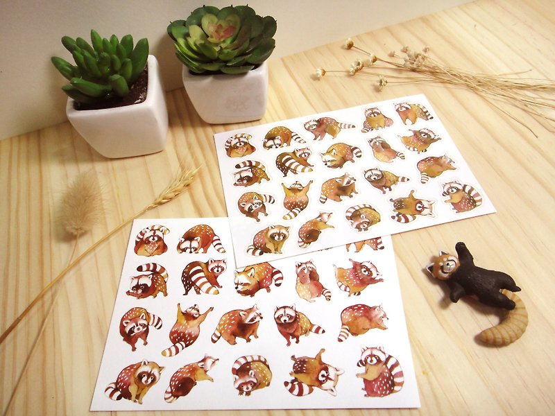 Raccoon sticker two into the group - Cards & Postcards - Paper Multicolor