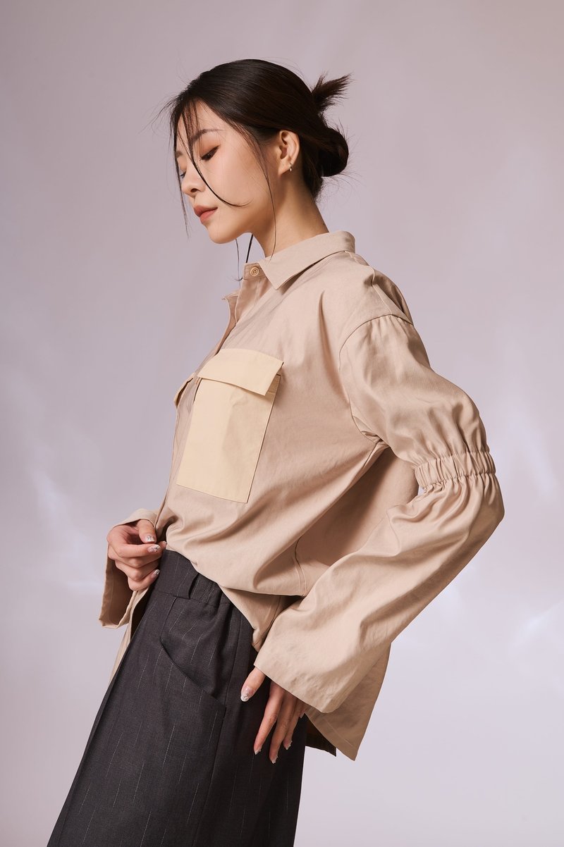 長版襯衫 - 沙 - 女襯衫 - 其他人造纖維 綠色