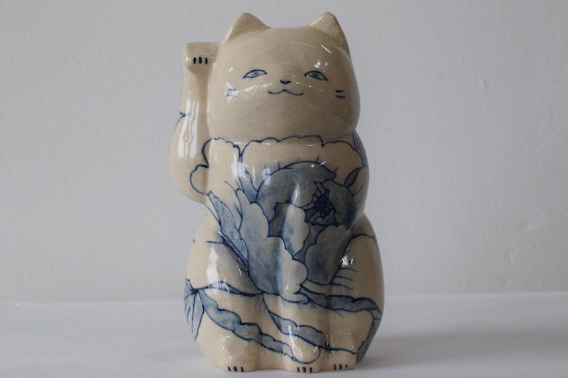 招き猫  牡丹 - 擺飾/家飾品 - 陶 