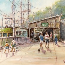 水彩画「横浜ミナトミライ」 横浜みなとみらい21 界隈/海辺の水彩画｜海の音 - umi no oto