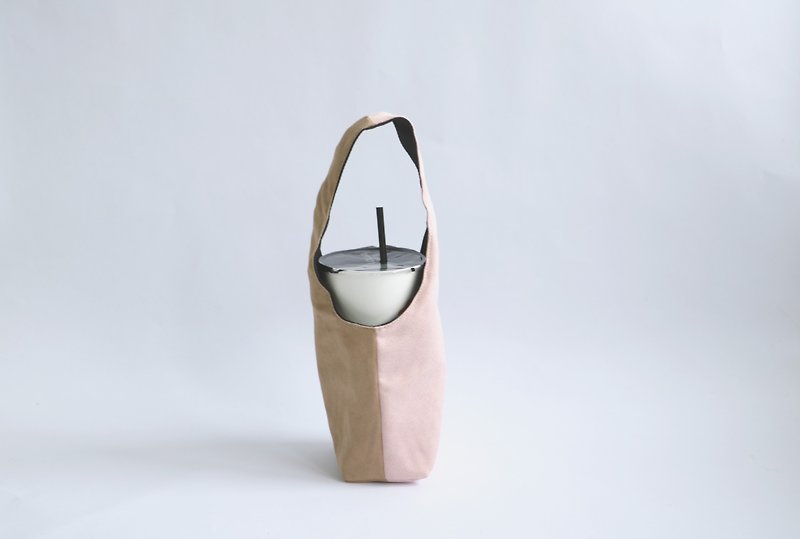 MaryWil麂皮雙面環保杯套飲料提袋-卡其x粉紅 - 杯袋/飲料提袋 - 聚酯纖維 粉紅色
