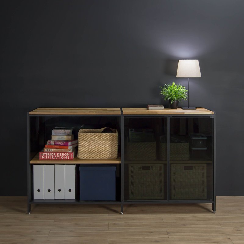 Creesor-Shido40 Industrial Style Entrance Cabinet Storage Cabinet - ชั้นวางหนังสือ - โลหะ สีดำ