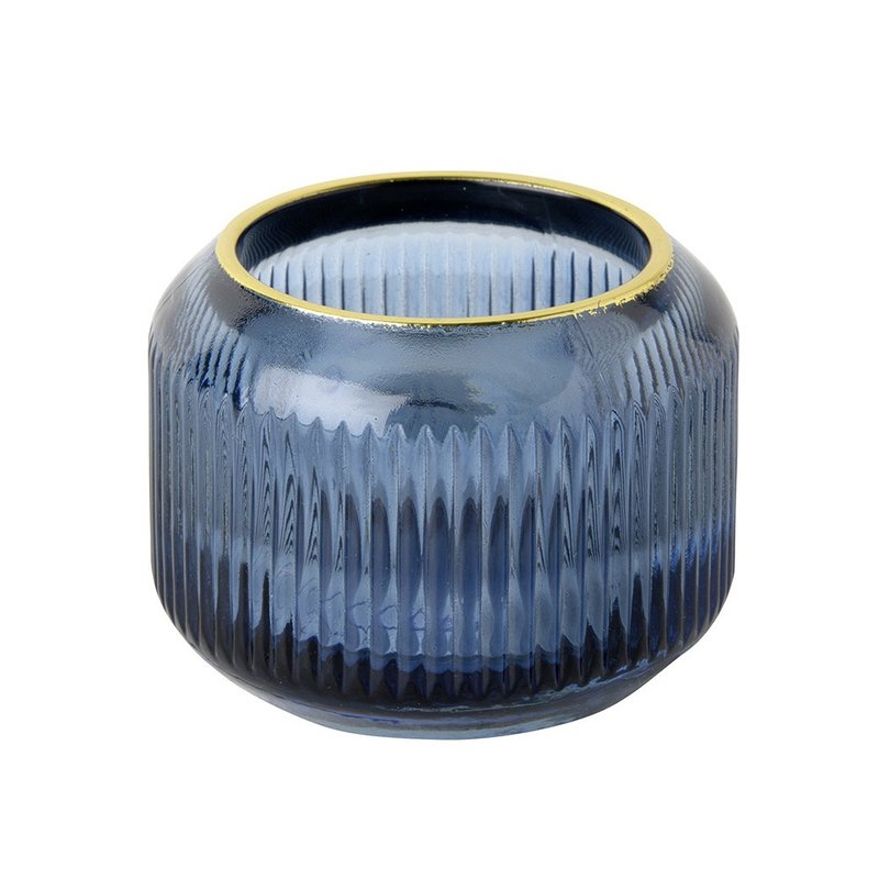 Germany IHR-Glass tea light holder-small round candle holder-blue - เทียน/เชิงเทียน - แก้ว หลากหลายสี