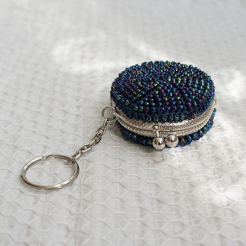 Ba-ba handmade Seed beads crochet mini-coinpurse No.1040 - กระเป๋าใส่เหรียญ - วัสดุอื่นๆ สีน้ำเงิน