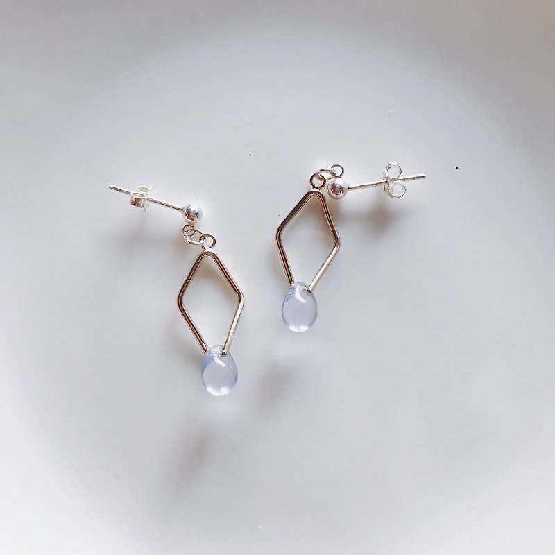 Sterling silver ice crystal water drops beautiful earrings - ต่างหู - เงินแท้ สีเงิน