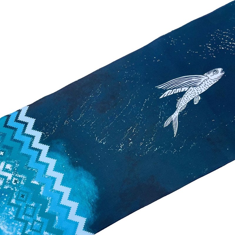 Pattern Series-Deep Ocean Flying FishSport Towel  (Sand color) - Towels - Polyester Multicolor