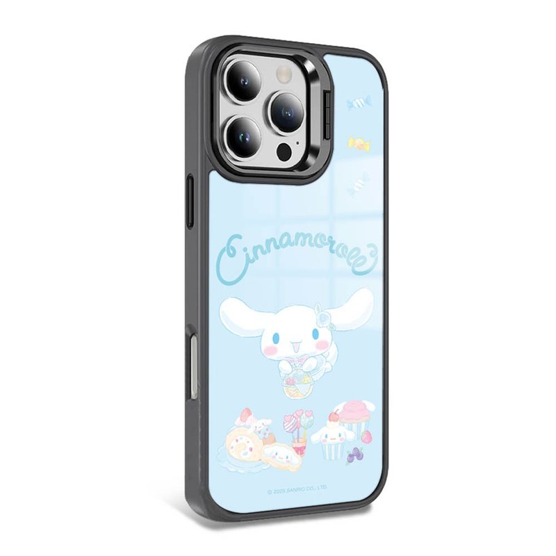 iPhone全系列軍規防摔合金框隱形立架手機殼-點心大耳狗-黑框 - 手機殼/手機套 - 其他材質 多色