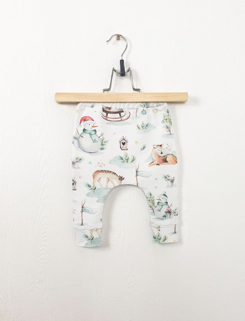 Christmas Forest baby pants, baby girl pants, baby boy pants, Holiday baby pants - 男/女童長褲/短褲 - 棉．麻 多色