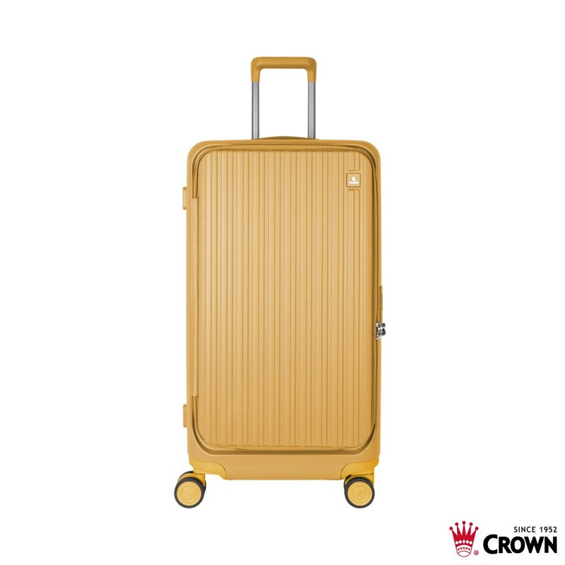 【CROWN】28吋 BOXY 前開框架胖胖拉桿箱 託運箱  桔黃色 - 行李箱/旅行袋 - 塑膠 黃色