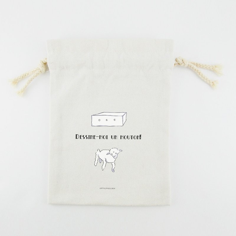 小王子經典版授權 - 束口袋(大)：【幫我畫隻羊】 - 其他 - 棉．麻 白色