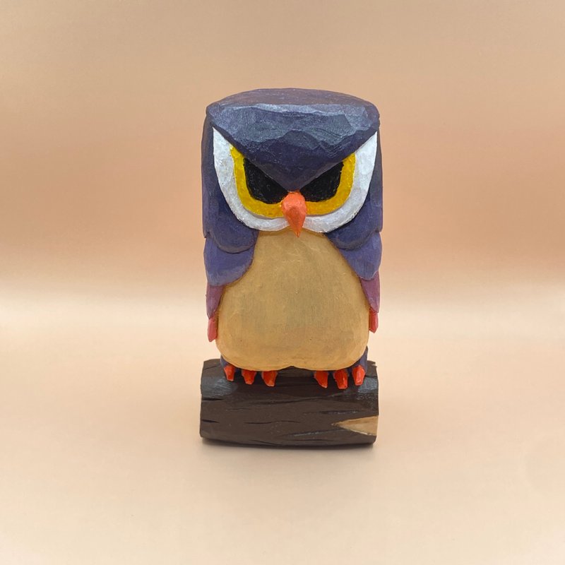 The Colorful Owl - Hand Carved Painted Wooden, Figurine, Sculpture, Home Decor - 玩偶/公仔 - 木頭 