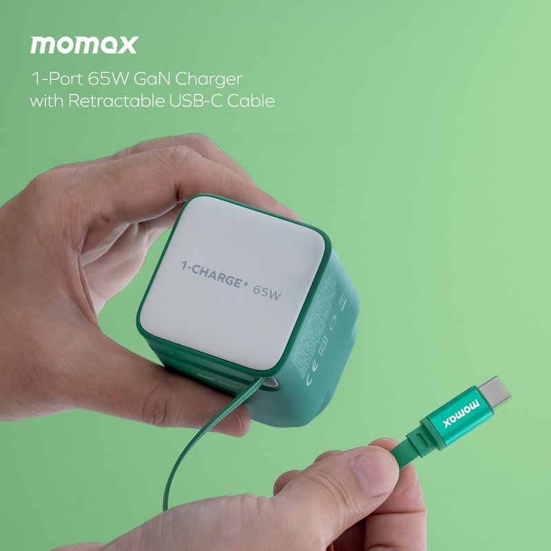 Momax 1-Charge+ 1-Port GaN 65W charger with Retractable USB-C Cable UM76 - อุปกรณ์เสริมอื่น ๆ - พลาสติก หลากหลายสี