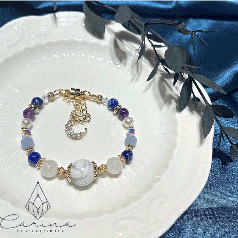 carina accessories白松石客製能量手環 白松石 白玉髓 紫水晶 - 手鍊/手鐲 - 玉石 