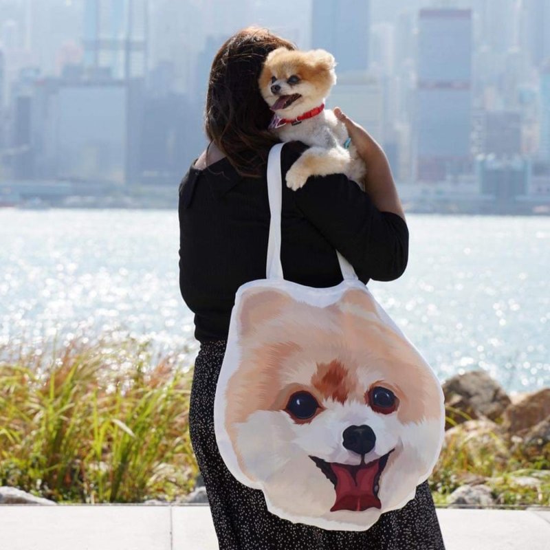 客製化寵物似顏繪大頭帆布袋 Totebag 托特包 帆布包 Tote - 側背包/斜背包 - 其他材質 