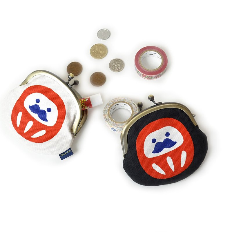 がま口小銭入れ 2個セット まるだるま Round Daruma 日本伝統柄 がま口 財布 コインパース ウォレット - 零錢包/小錢包 - 棉．麻 黑色