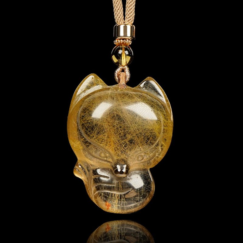 【正佳珠寶】金髮晶 高品髮晶狐狸 38.7g 金髮晶吊墜 - 項鍊 - 半寶石 多色