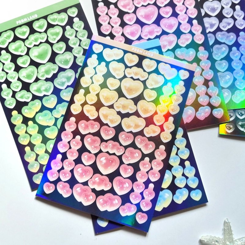 Gloss Heart korea stickers pack - Stickers - Other Materials Multicolor