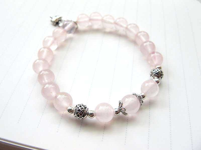 【Little Fox】 pink crystal x 925 silverware - hand-made natural stone series - Bracelets - Crystal Pink