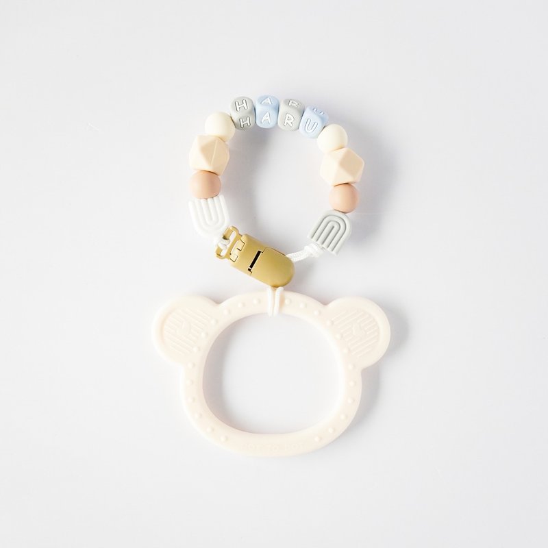 haru 彩虹 彩虹 米白熊仔固齒器 / 客製化奶嘴鏈 - 寶寶/兒童玩具/玩偶 - 其他材質 多色