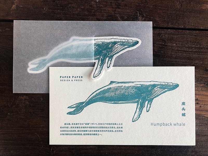 Whale creative card postcard bookmark set letterpress printing production - Cards & Postcards - Paper 