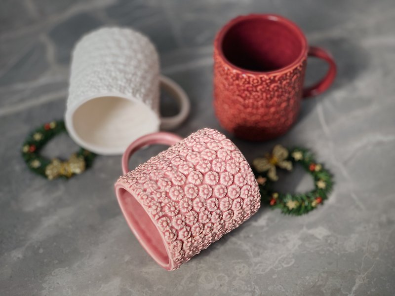 フラワーマグ - グラス・コップ - 陶器 ピンク