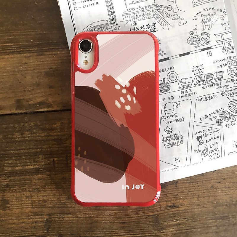 iPhone 15/14/13/12/11/SE3 熱情莓果 幾何色塊 耐撞擊邊框手機殼 - 手機殼/手機套 - 塑膠 紅色