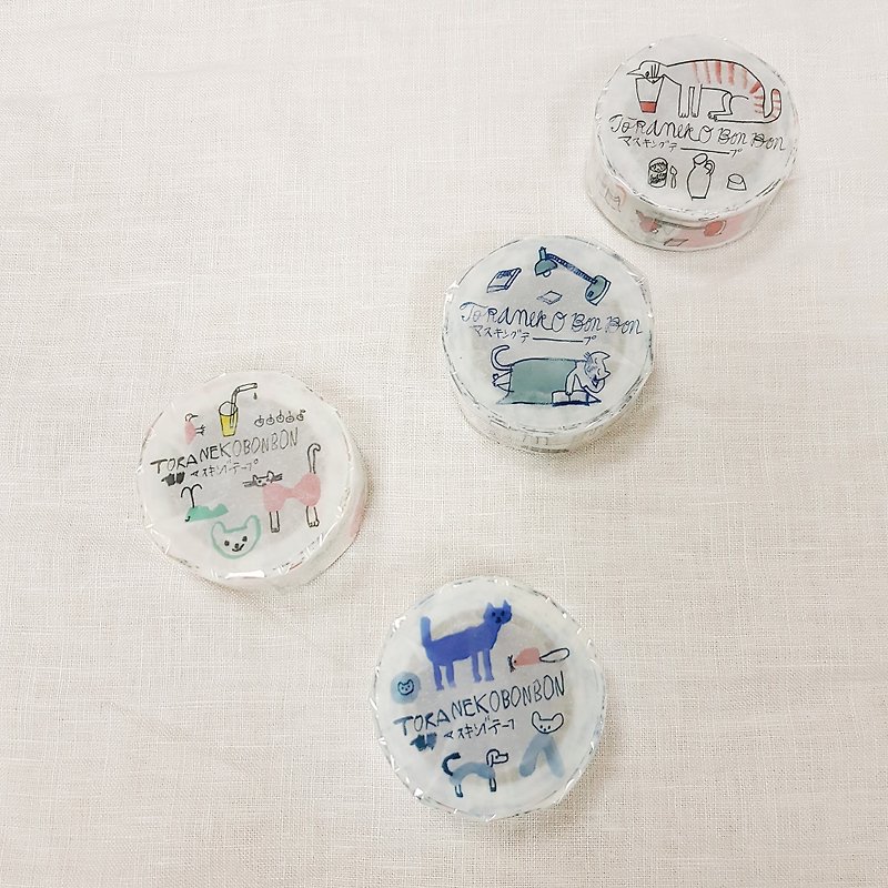 倉敷意匠 TORANEKO BONBON 和紙膠帶 ABCD 4捲 (99215) - 紙膠帶 - 紙 白色