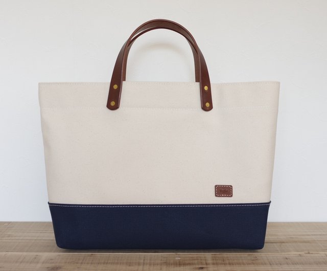 帆布トートバッグ　ネイビー&栃木レザー（JEANS カラシ）丸手ハンドル 楽天市場】日本製 帆布 トートバッグ 防水 メンズ A4 帆布