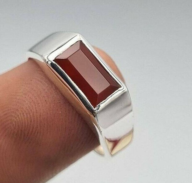 Yemeni Aqeeq Aqiq Yamani Agate Brown Red Hakik Akik bague Jewelry Ring mens gift - 戒指 - 寶石 紅色