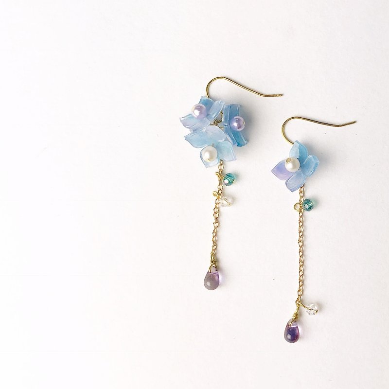 Hydrangea Earrings in Blue - Earrings & Clip-ons - Other Materials 