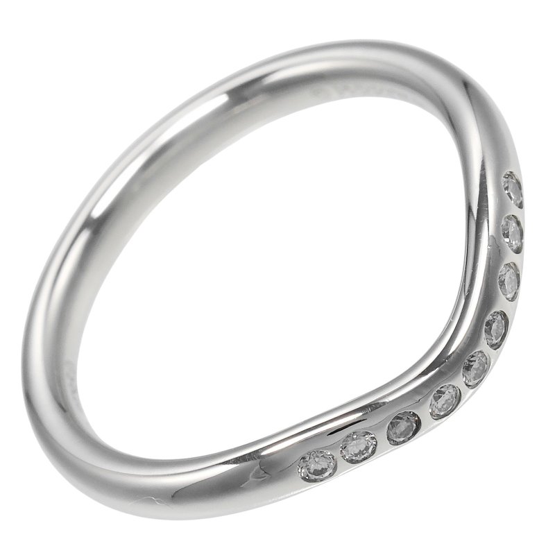 【日本直送】ティファニー TIFFANY&Co. リング カーブドバンド 6.5号 Pt950プラチナ 9Pダイヤ 約3.22g 指輪 2mm【中古】Aランク - 戒指 - 貴金屬 銀色