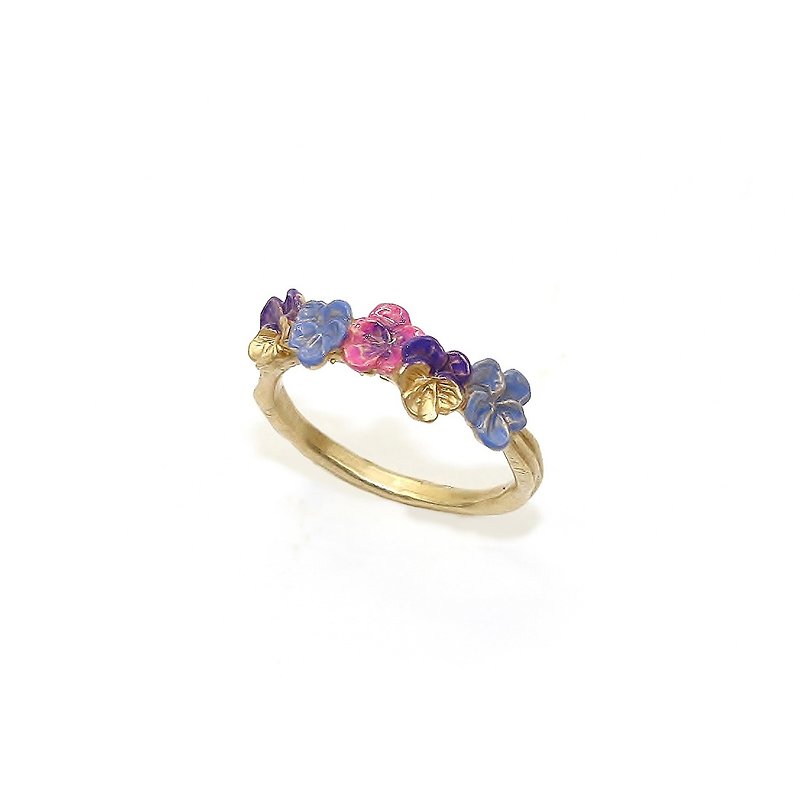Pansy flower garden ring / pinky ring ARN014 - General Rings - Other Metals Multicolor