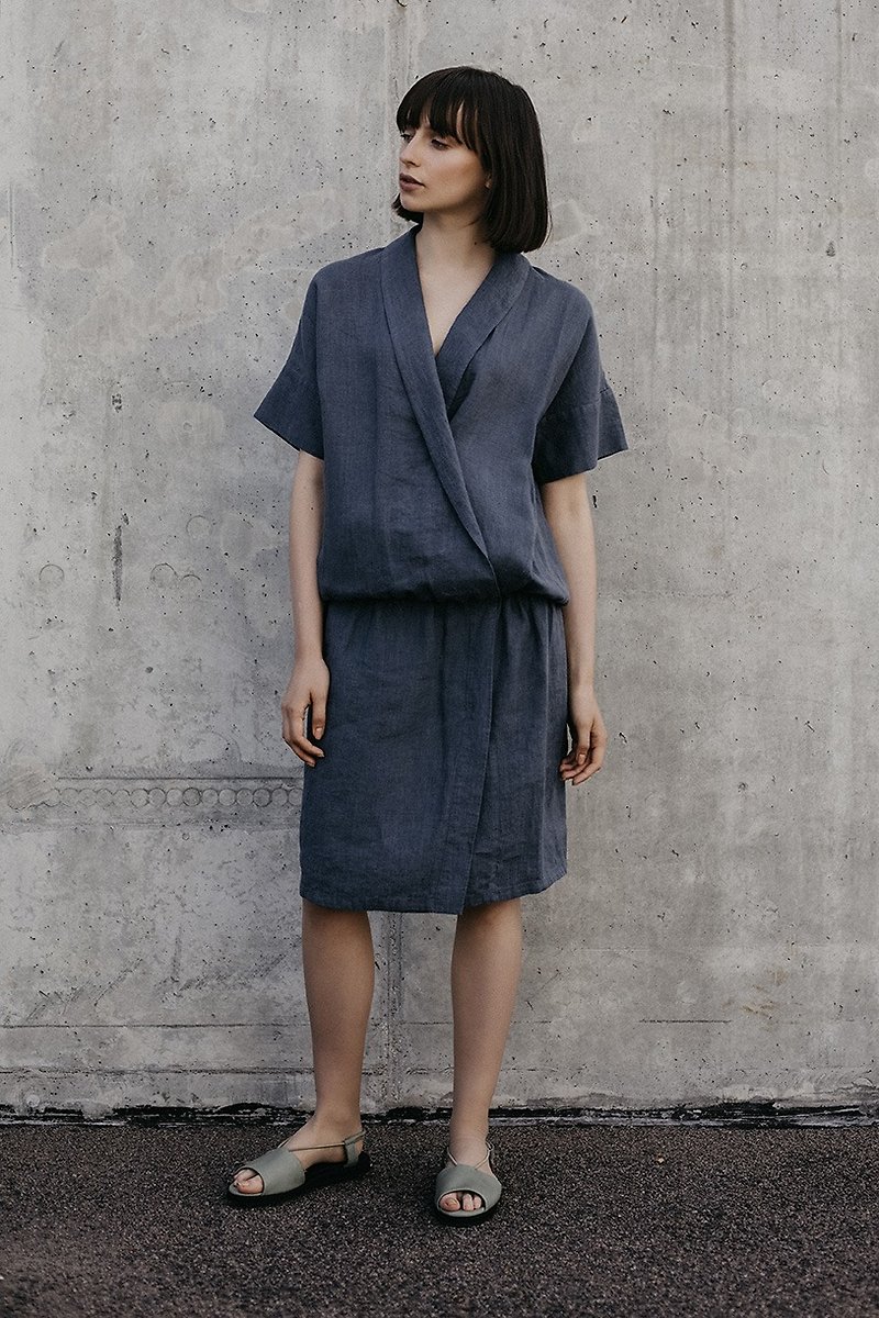 Linen Dress Motumo – 18S7 - 洋裝/連身裙 - 亞麻 