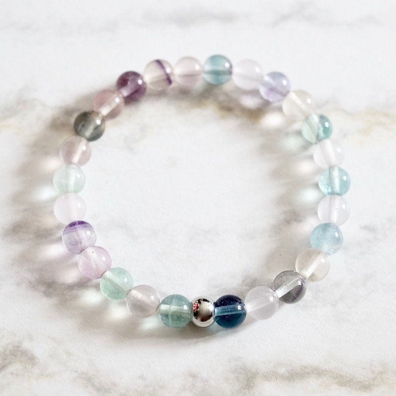 ITS-B116 [natural stone series, unique charm, colorful fluorite] 6mm elastic bracelet. - Bracelets - Gemstone Multicolor